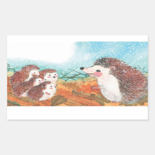 Sticker Rectangulaire Hérisson s'entretenant Illustration