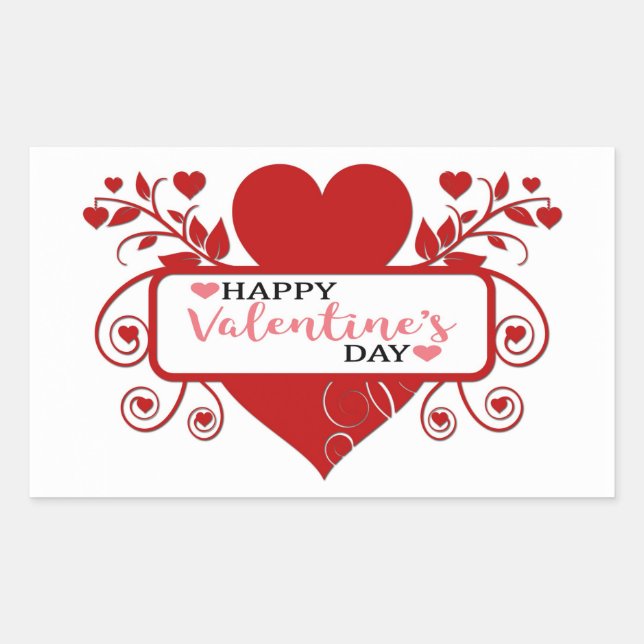 Sticker Rectangulaire Heureuse Sainte-Valentin (Devant)