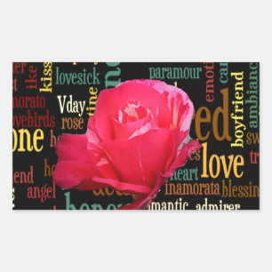 Sticker Rectangulaire Heureuse Sainte-Valentin Aux Roses Rouges Élégante