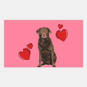 Sticker Rectangulaire Heureuse Sainte-Valentin du chocolat du Labrador