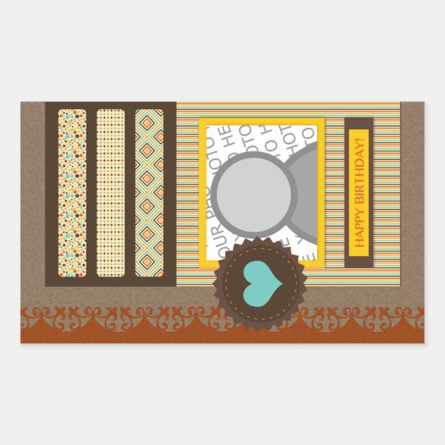 Sticker Rectangulaire heureux anniversaire (album) (Devant)