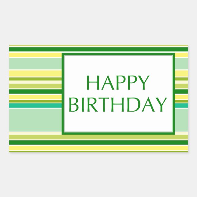 Sticker Rectangulaire heureux anniversaire (citron vert) (Devant)