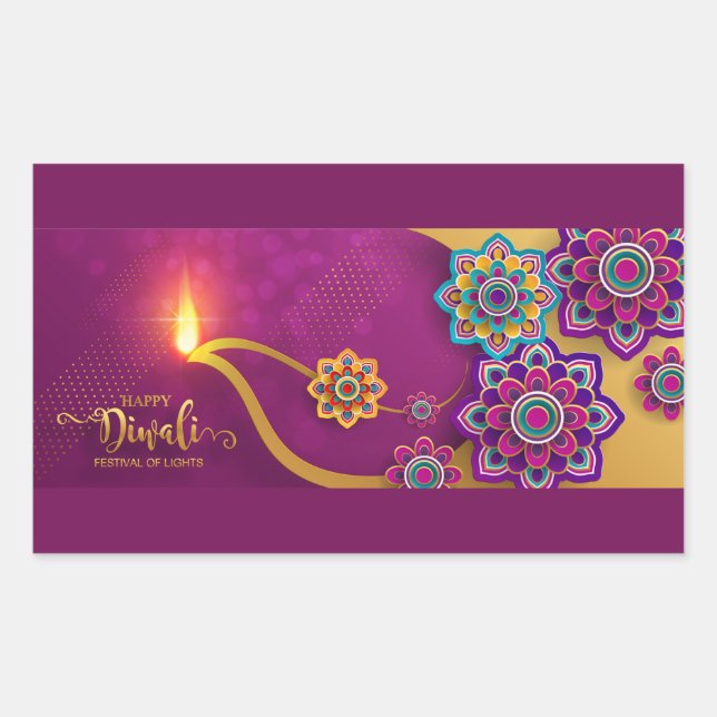 Sticker Rectangulaire Heureux Diwali (Devant)