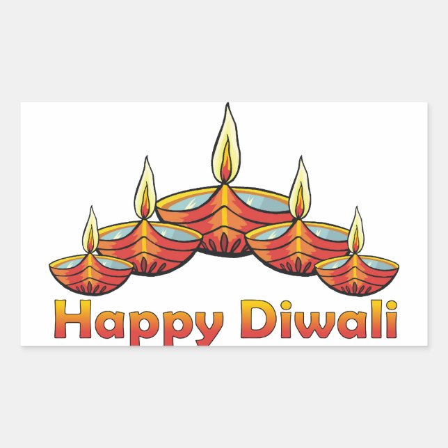 Sticker Rectangulaire Heureux Diwali Deepas (Devant)