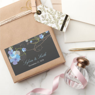 Sticker Rectangulaire Hibiscus bleu Mariage floral