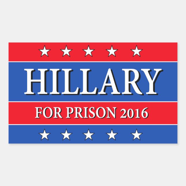 STICKER RECTANGULAIRE "HILLARY FOR PRISON 2016" (Devant)