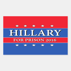 STICKER RECTANGULAIRE "HILLARY FOR PRISON 2016"