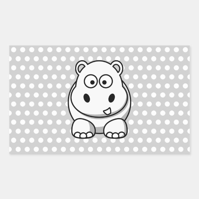 Sticker Rectangulaire Hippo blanc mignon (Devant)