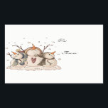 Sticker Rectangulaire Hiver primitif de Christmas Snowman Rustic<br><div class="desc">Snowman flocon de neige rustique pays hiver primitif cadeau de Noël étiquettes. Modifiez l'arrière - plan de couleur et personnalisez si vous le souhaitez. Cliquez simplement sur le bouton "Personnaliser". Ajoutez d'autres articles de papeterie,  chambre,  salle de bain,  cuisine et décor maison assortis. Copyright © Trina Clark</div>