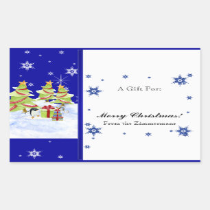 Sticker Rectangulaire Hivernal Whimsy mignonne bébé pingouin dans l'étoi