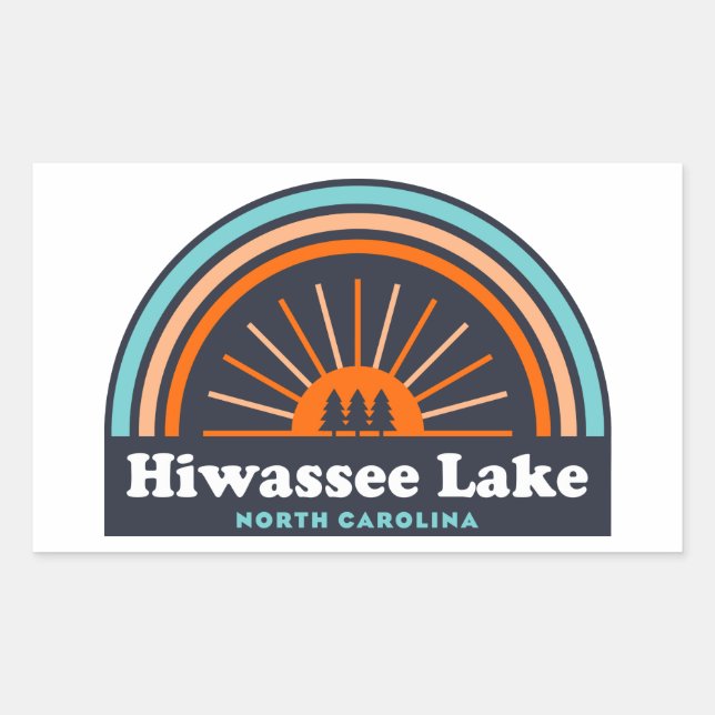 Sticker Rectangulaire Hiwassee Lake North Carolina Arc en ciel (Devant)