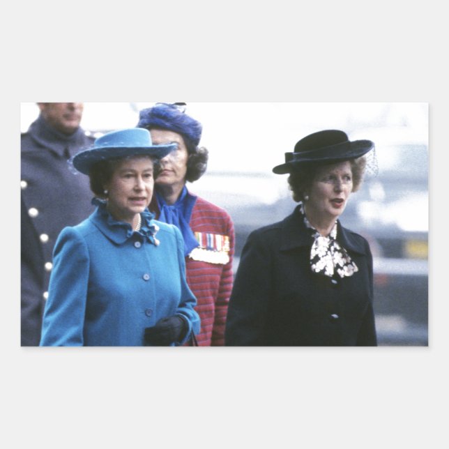 Sticker Rectangulaire HM Queen Elizabeth II-Margaret Thatcher (Devant)