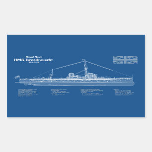 Sticker Rectangulaire HMS Dreadnoud - Plan d'expédition ABD