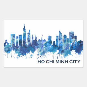 Sticker Rectangulaire Ho Chi Minh Ville Viêt Nam Skyline Blue