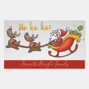 Sticker Rectangulaire Ho Ho Ho Cute Santa Claus Noël personnalisé