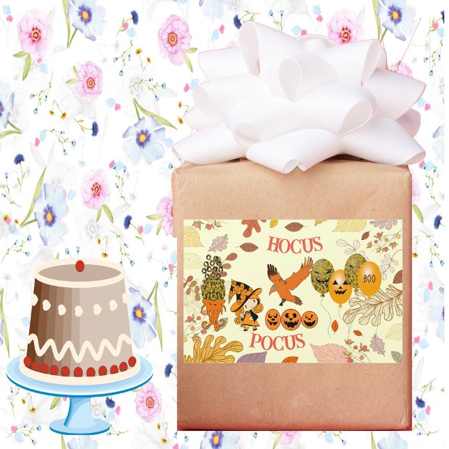 Sticker Rectangulaire Hocus Pocus Wandering Witch Raven Balloon Jack (Hocus Pocus Wandering Witch Raven Balloon Jack Rectangular Sticker)