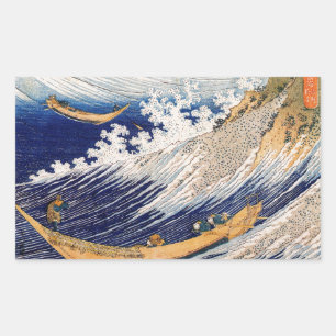 Sticker Rectangulaire Hokusai Ocean Waves Sea Boats