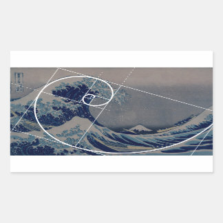 Sticker Rectangulaire Hokusai rencontre Fibonacci, Golden Ratio