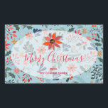 Sticker Rectangulaire Holiday Christmas<br><div class="desc">Joyeux autocollants rectangulaires personnalisés de Noël avec des fleurs d'hiver modernes et élégantes - poinsettias, baies et feuilles - avec votre nom et votre accueil en lettrage chic. Tout le texte, les polices, les couleurs de police et la couleur arrière - plan peuvent être modifiés, il suffit de cliquer sur...</div>