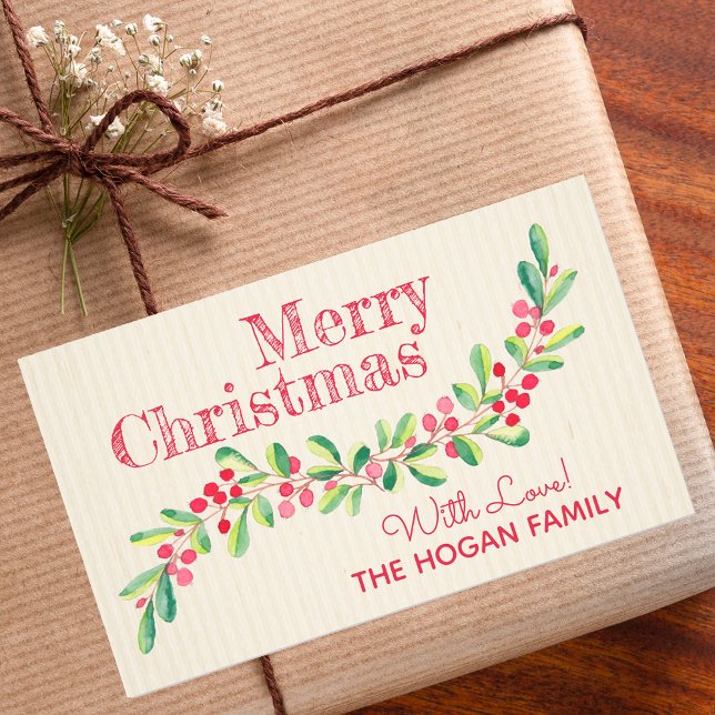 Sticker Rectangulaire Holly et Berries pendant les vacances de Noël d'iv (Créateur téléchargé)