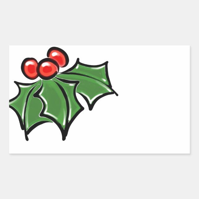 Sticker Rectangulaire Holly Feuilles, Holly baies, fun vacances botaniqu (Devant)