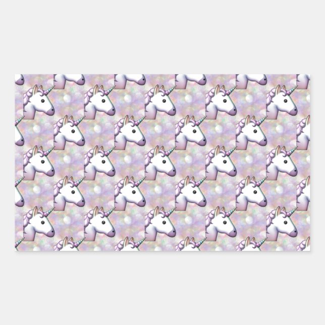 Sticker Rectangulaire hologramme licorne émoji (Devant)