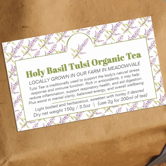 Sticker Rectangulaire Holy Basil herbs business tea packaging (Créateur téléchargé)