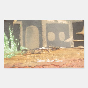 Sticker Rectangulaire Home Sweet Home Art Imprimer
