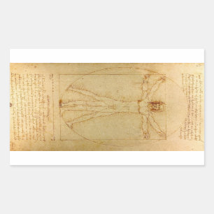 Sticker Rectangulaire Homme de Vitruve de Léonard de Vinci
