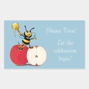 Sticker Rectangulaire Honeybee Apple Rosh HaShana