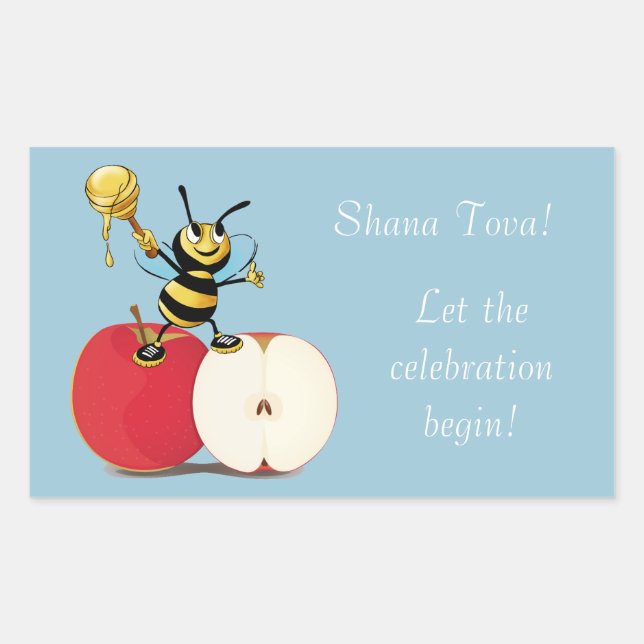 Sticker Rectangulaire Honeybee Apple Rosh HaShana (Devant)