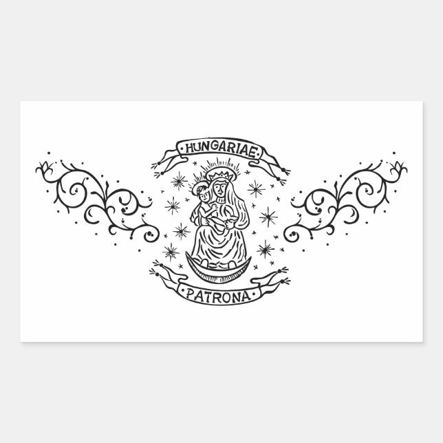 Sticker Rectangulaire hongrie motif religieux vierge médiévale mary jesu (Devant)