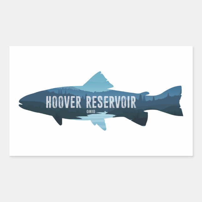 Sticker Rectangulaire Hoover Réservoir Ohio Fish (Devant)