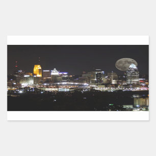 Sticker Rectangulaire Horizon de Cincinnat avec la lune d'en haut