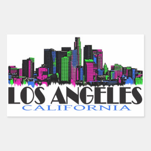 Sticker Rectangulaire Horizon de néon de Los Angeles la Californie