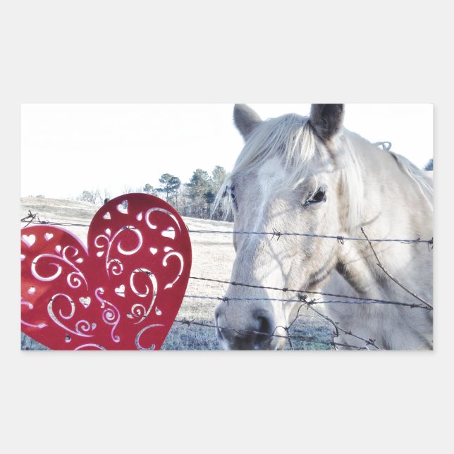 Sticker Rectangulaire HORSE coeur Valentine (Devant)