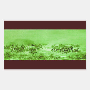 Sticker Rectangulaire HORSES GRAZER, Vert clair antique