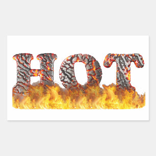Sticker Rectangulaire HOT - letters in fire and molten lava