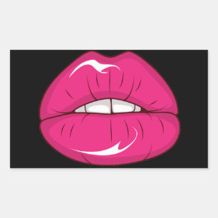 Sticker Rectangulaire Hot Rose Lips - A Kiss and a Smile!