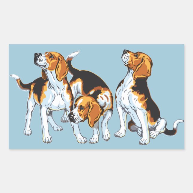 Sticker Rectangulaire Hound beagle (Devant)
