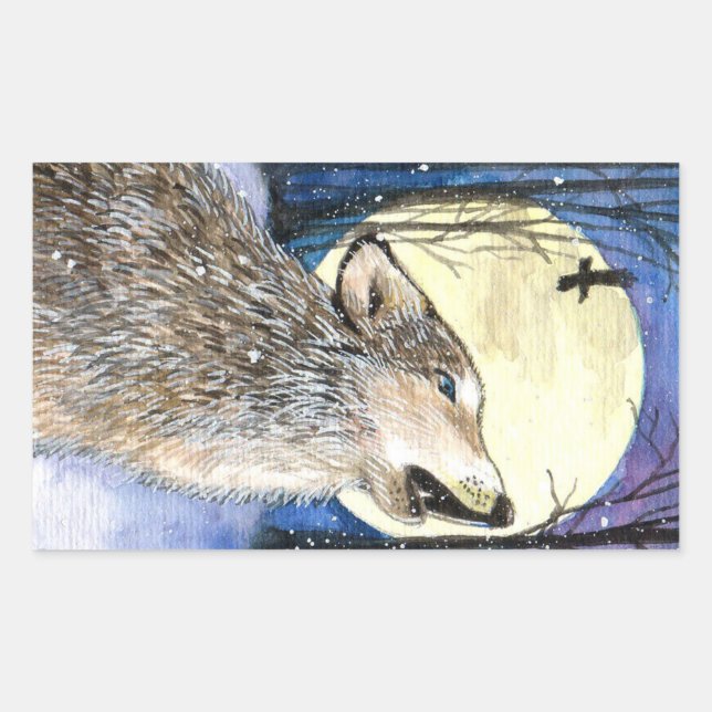 Sticker Rectangulaire Howling - Wolf Art (Devant)