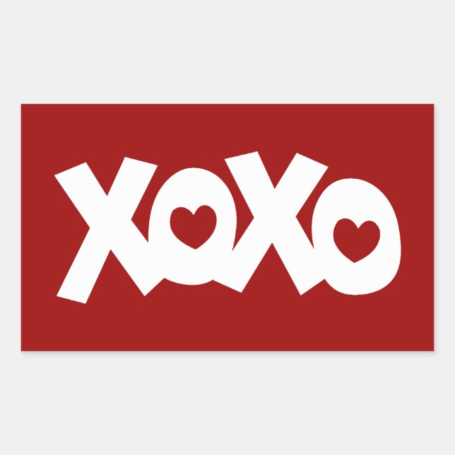 Sticker Rectangulaire Hugs & Baisers Amour & Coeurs (Devant)