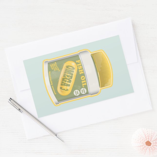 Sticker Rectangulaire Huile de poisson oméga 3 (Enveloppe)