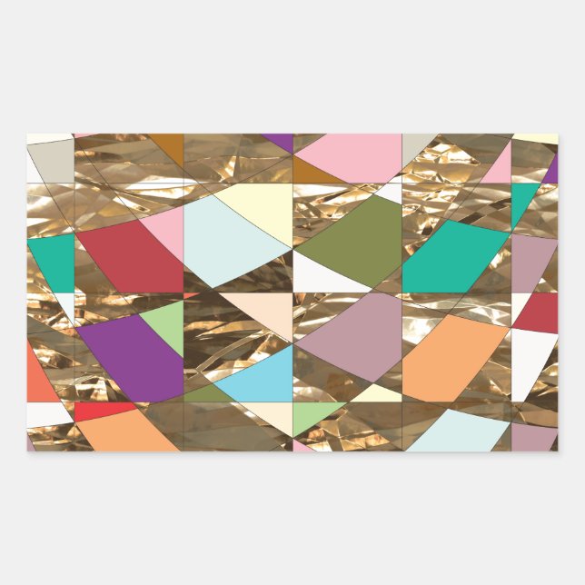 Sticker Rectangulaire Huile d'or couleur Abstraite (Devant)