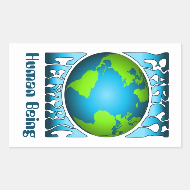 Sticker Rectangulaire HUMAIN CENTRIQUE DE LA TERRE ÊTRE Éco Environnemen (Devant)