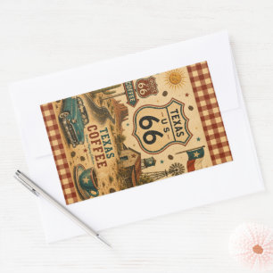 Sticker Rectangulaire Humeur matinale au Coffee Ranch de la Texas Route