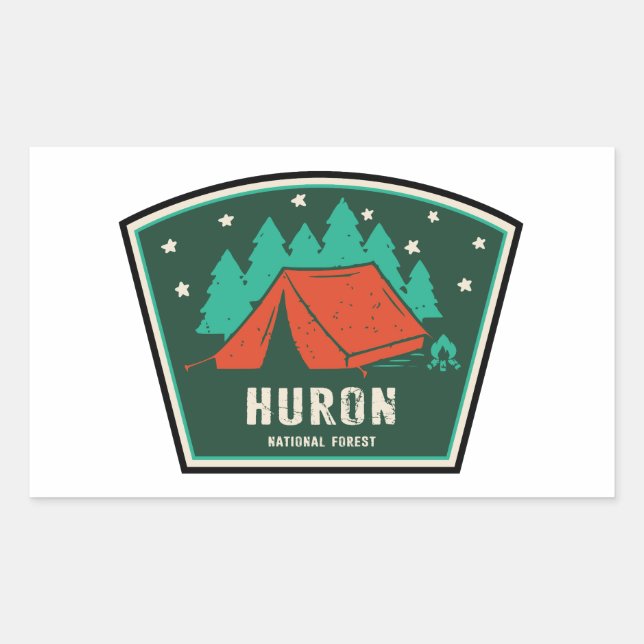 Sticker Rectangulaire Huron National Forest Camping (Devant)
