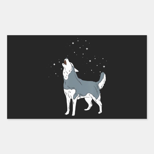 Sticker Rectangulaire Husky | Howling Siberian Husky Puppies Amoureux de (Devant)