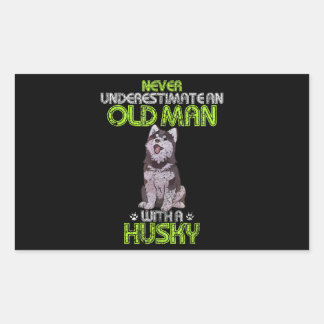 Sticker Rectangulaire Husky |Les Hommes Vintage Ne Sous-Estiment Jamais 