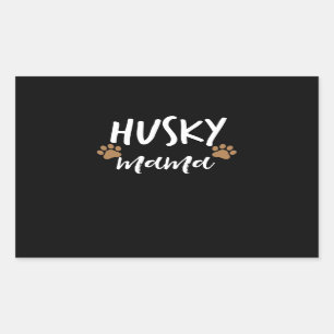 Sticker Rectangulaire Husky Mama Siberian Husky Mère Amoureux des chie